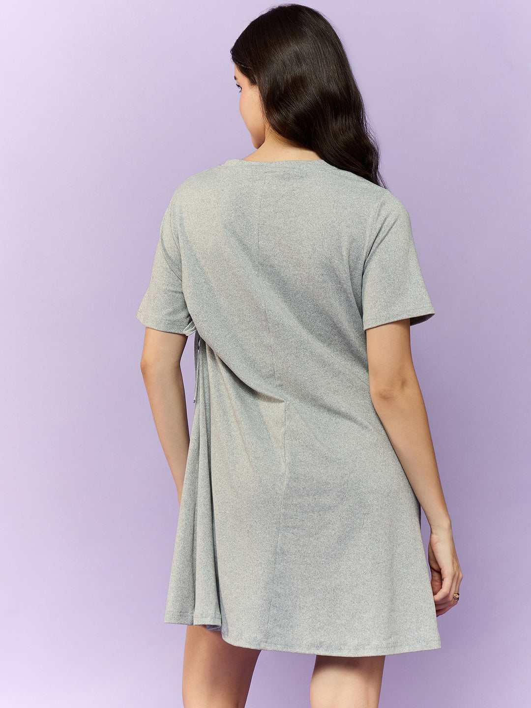 Grey Side Ruched Tee Dress