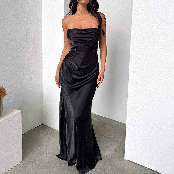 Black Tube Maxi Dress With Side Slit
