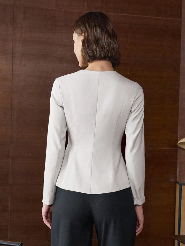 White Long Sleeve Front Button Top