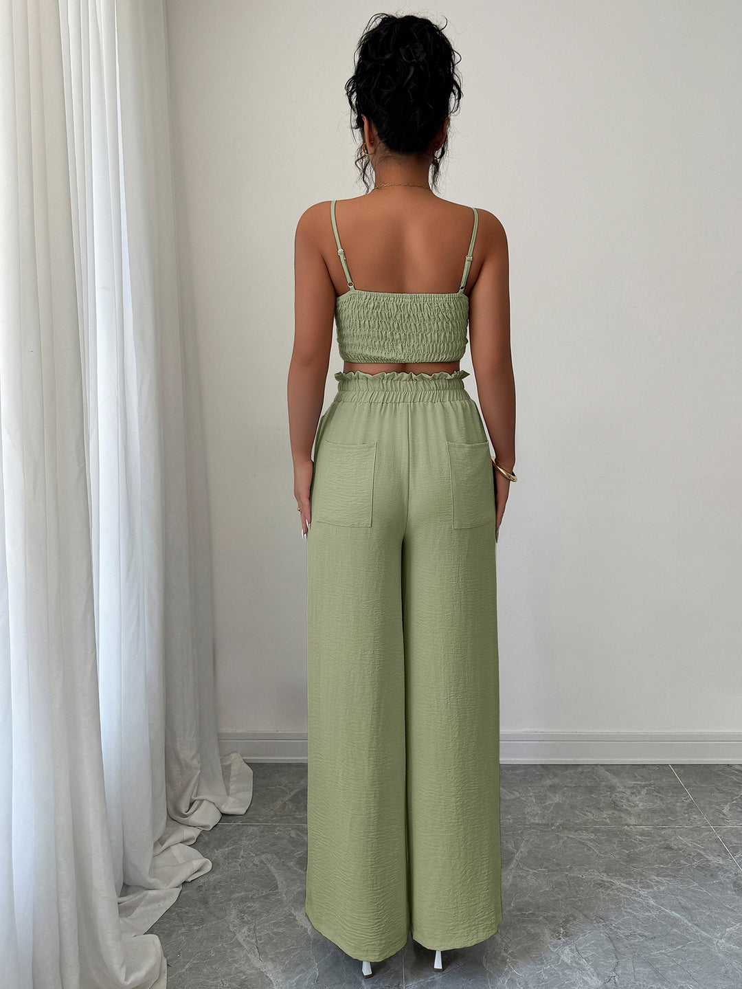 Olive Cami Top And Pants Co-Ord Set