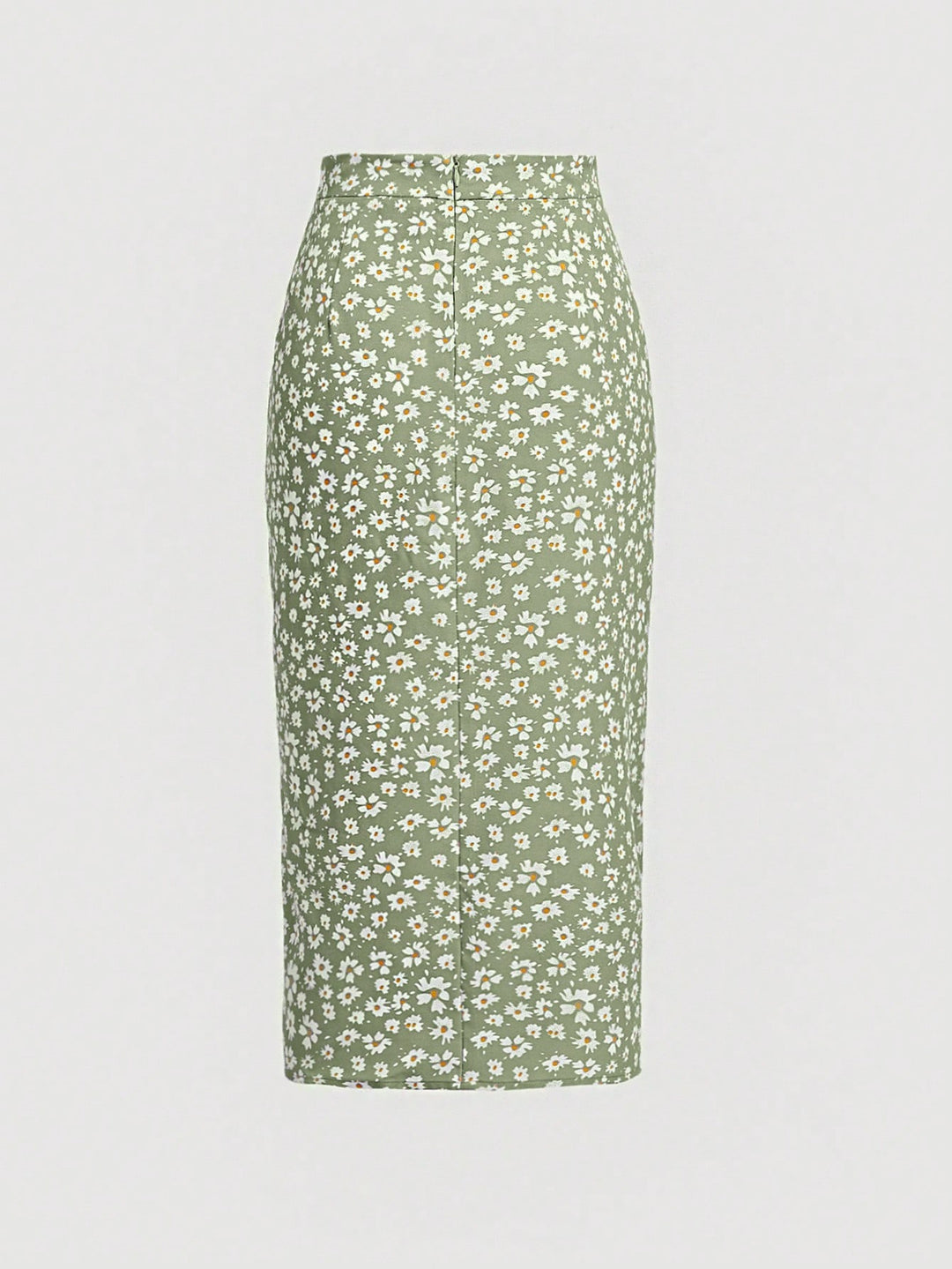 Green Printed Side Ruched Skirt