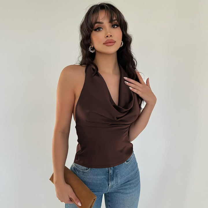 Brown Hallter Neck Camisole