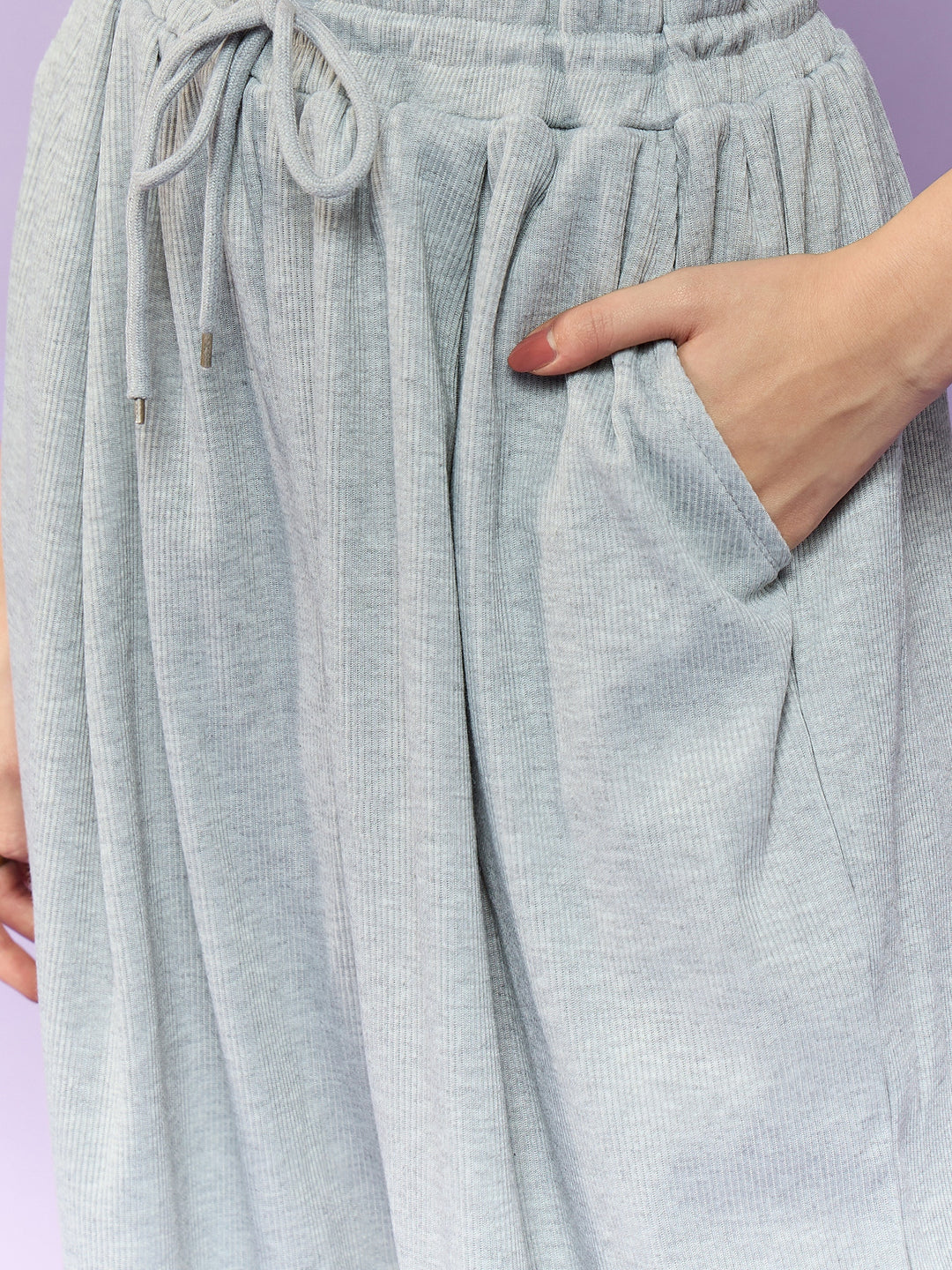 Grey Knit Joggers with Draw String