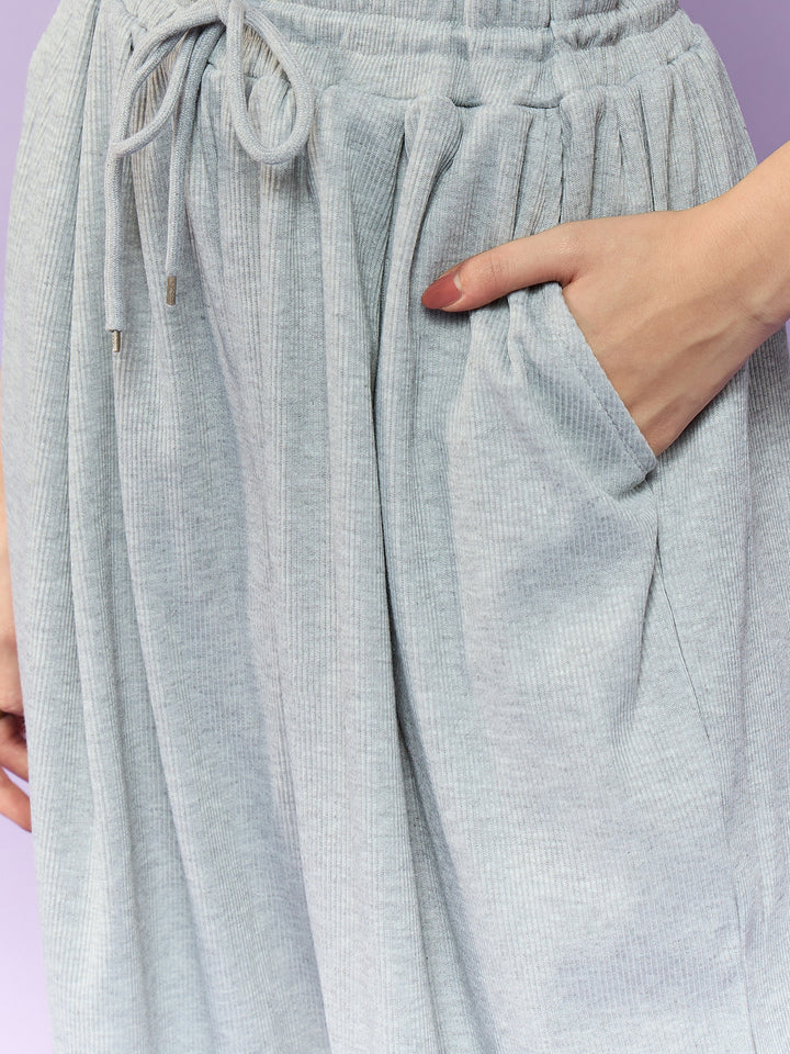 Grey Knit Joggers with Draw String