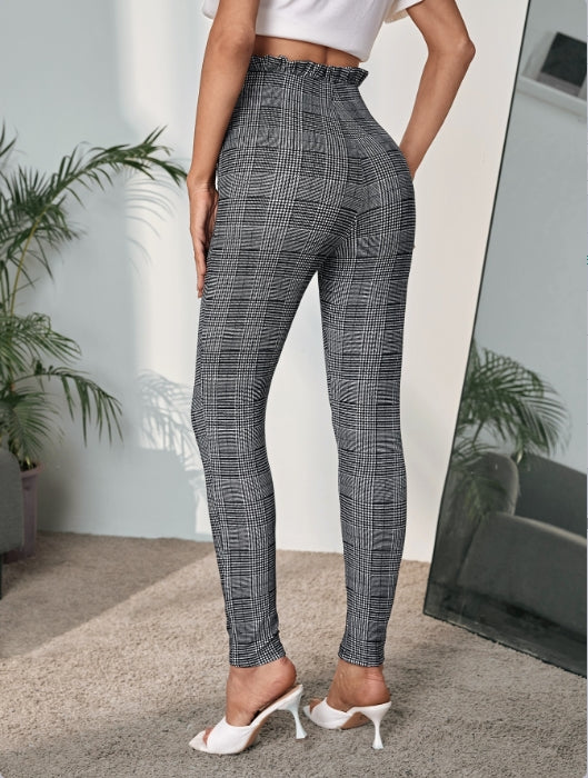Black Check Fitted Leggings
