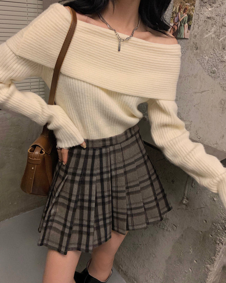 Cream Off Shoulder Full Sleeve Top