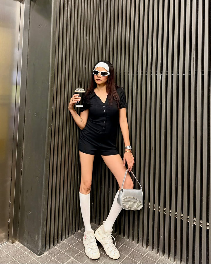 Black Button Down Bodysuit
