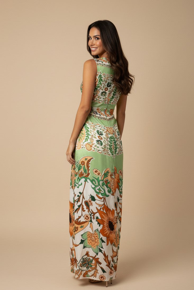 Multi Sleeveless Front Knot Dress