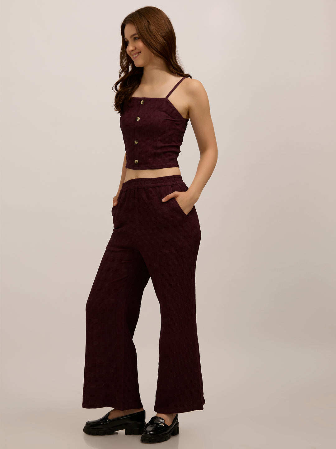 Maroon Top & Pant Vacay Co-Ord Set