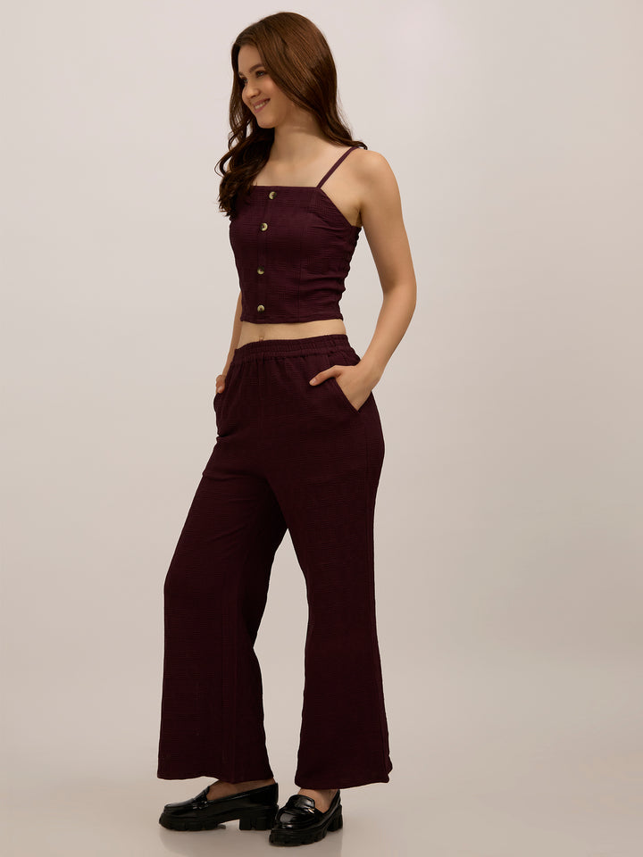 Maroon Top & Pant Vacay Co-Ord Set