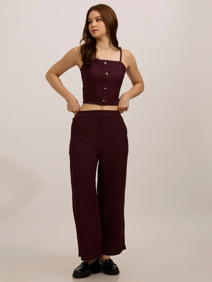Maroon Top & Pant Vacay Co-Ord Set
