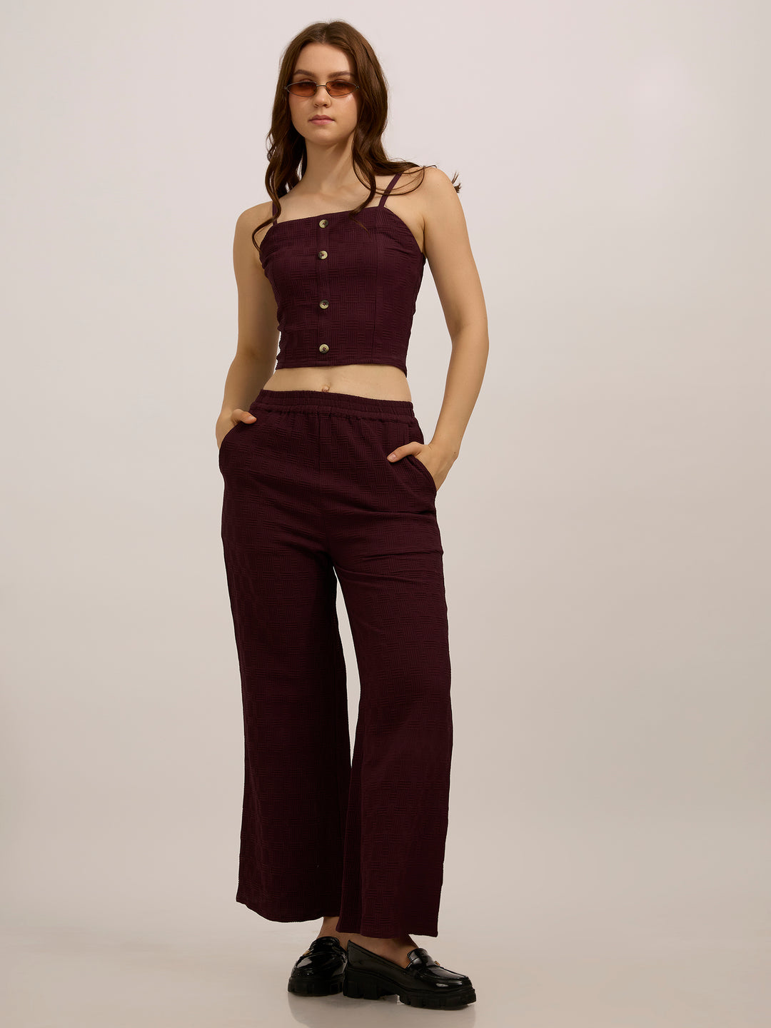 Maroon Top & Pant Vacay Co-Ord Set
