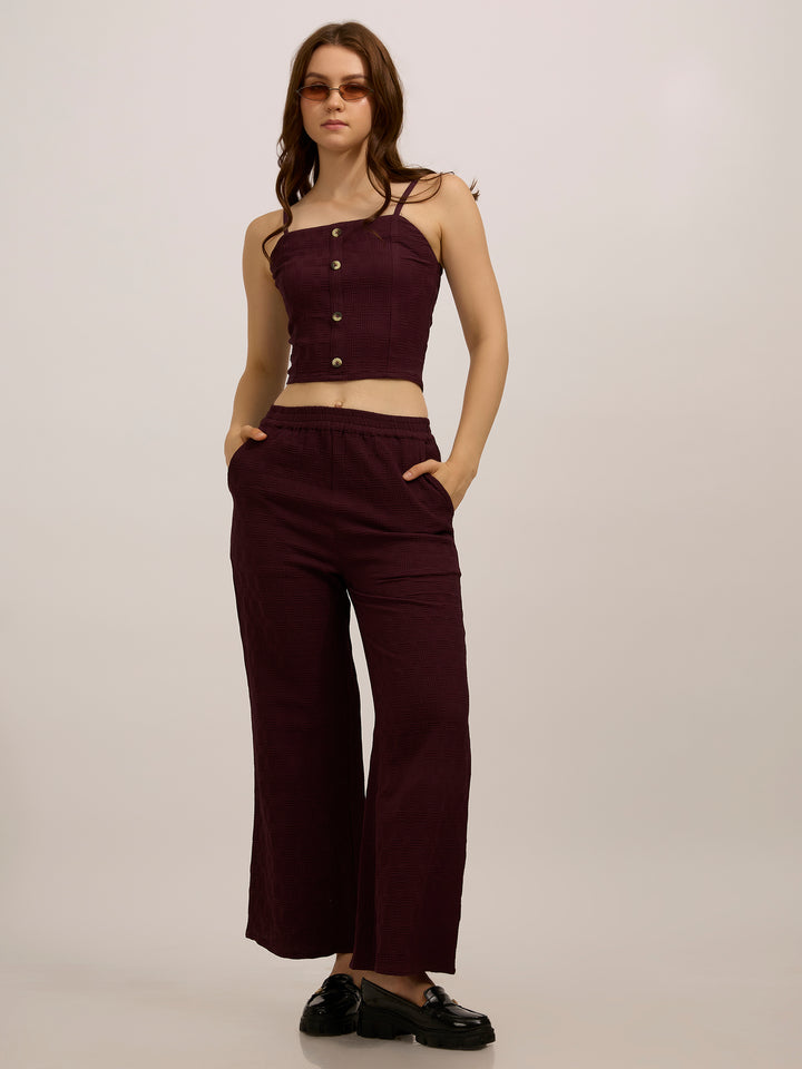 Maroon Top & Pant Vacay Co-Ord Set