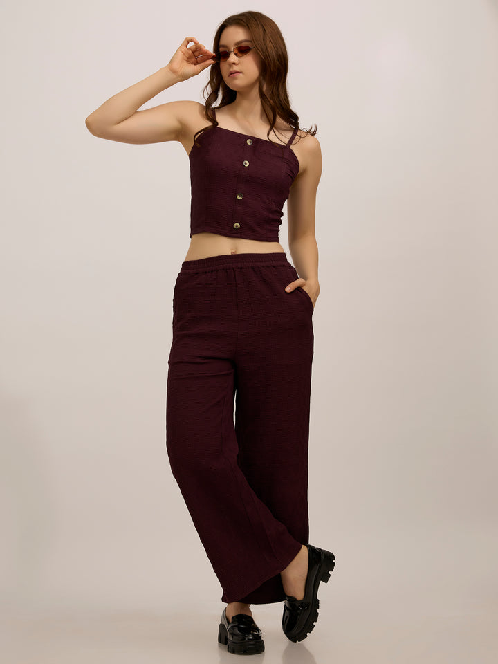 Maroon Top & Pant Vacay Co-Ord Set
