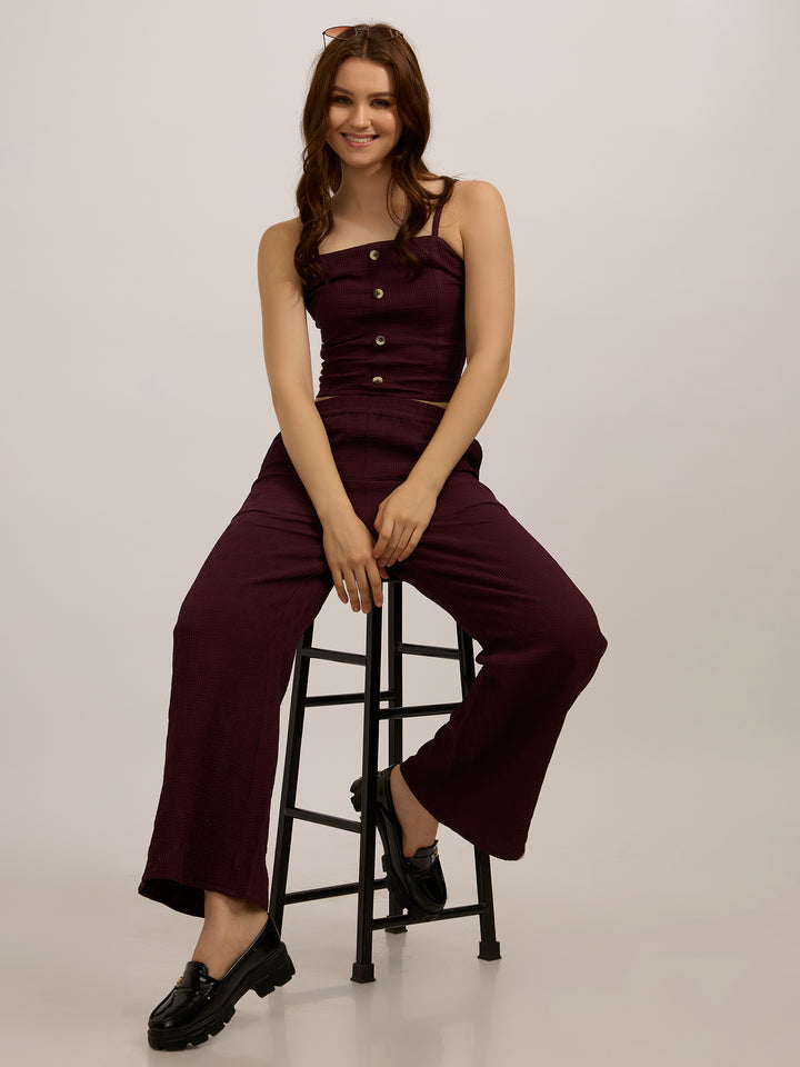 Maroon Top & Pant Vacay Co-Ord Set