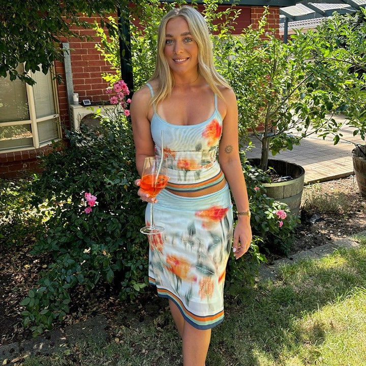 Orange Floral Print Coord Set