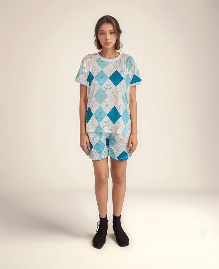 Blue Checks Top and Shorts Co-Ord Set