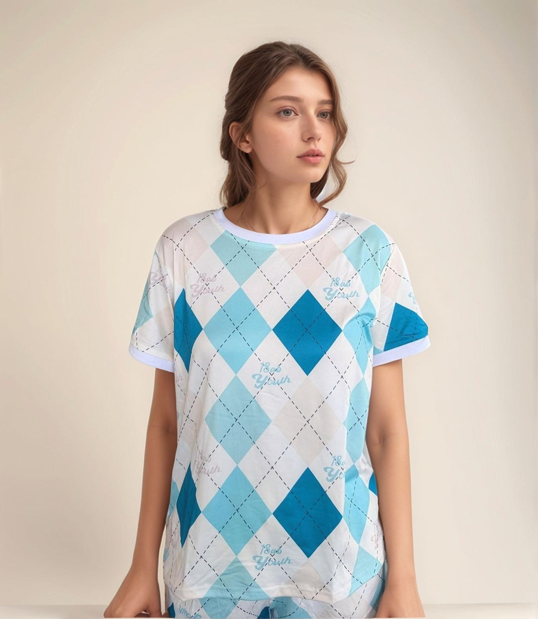 Blue Checks Top and Shorts Co-Ord Set