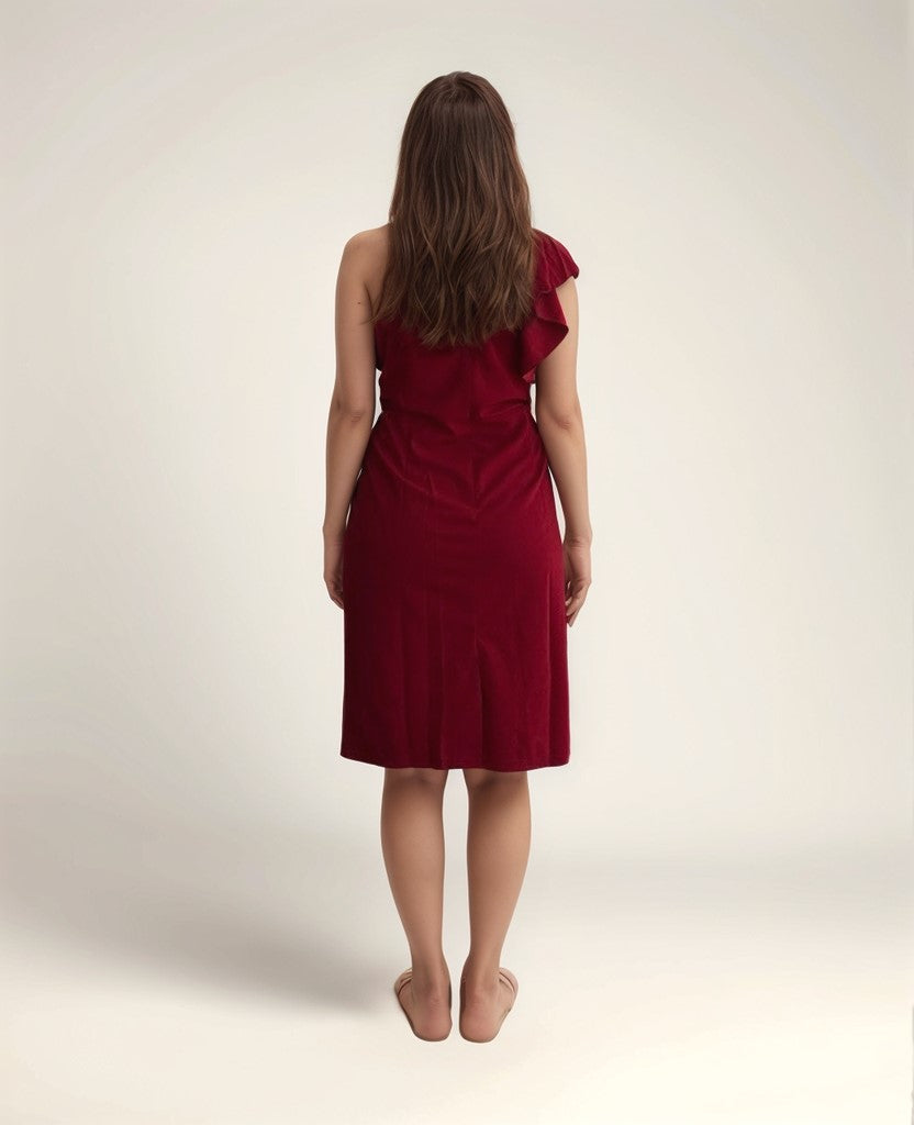 Solid Red Halter Neck Bodycon Dress