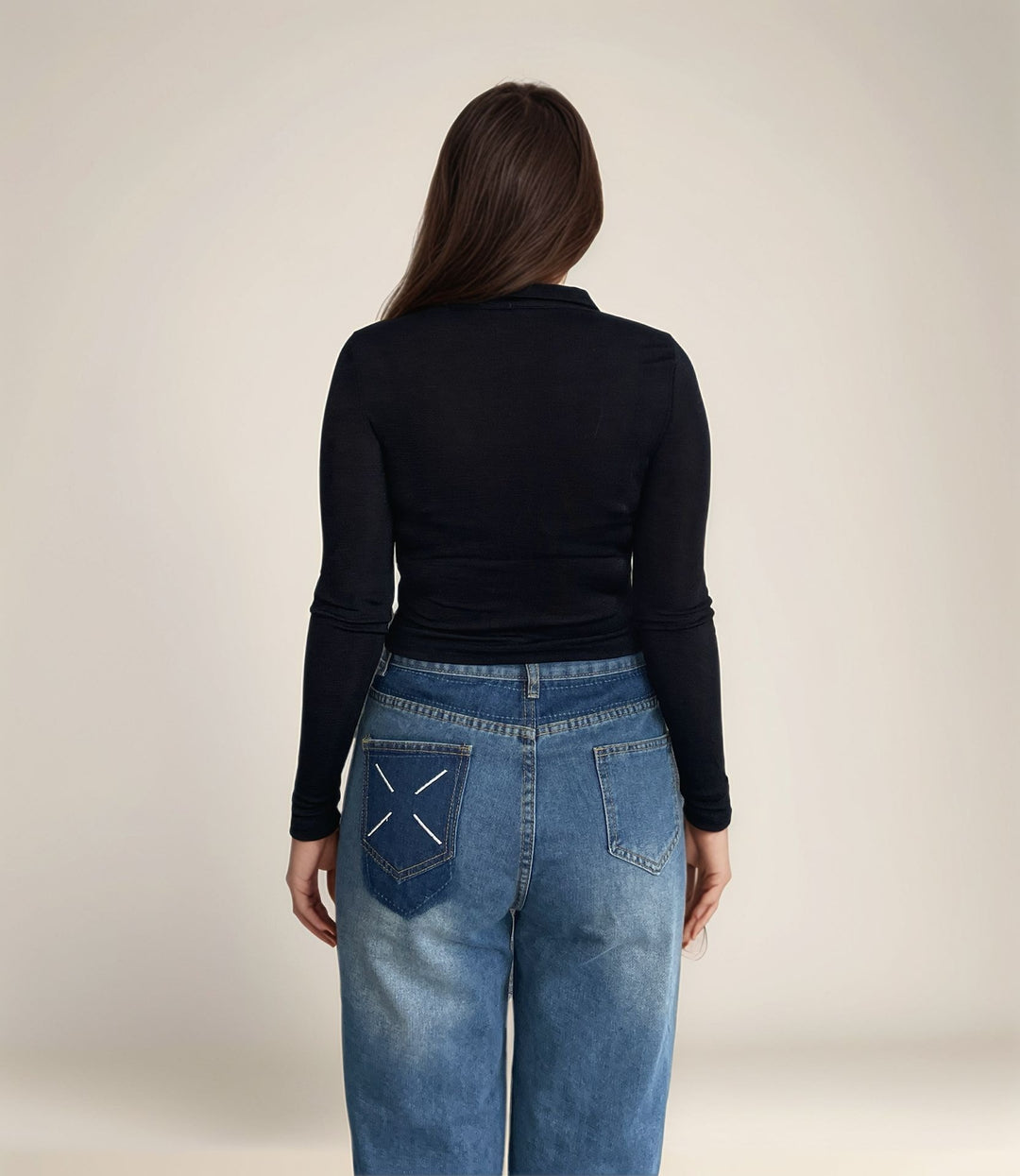 Cropped Black Ruched Shirt