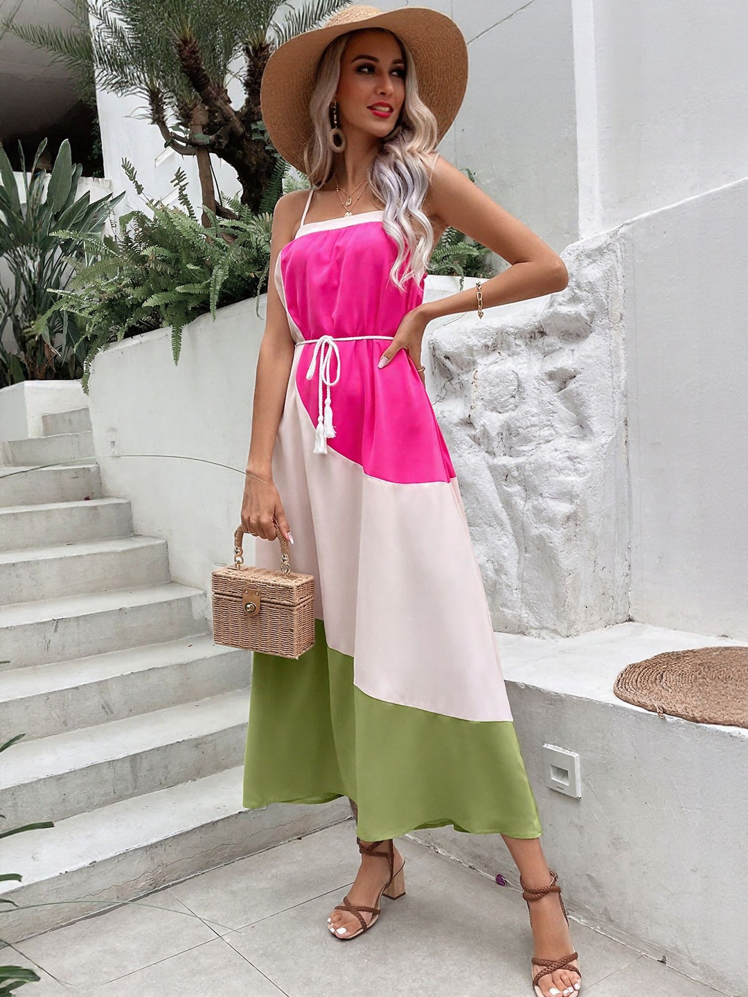 Multi Colour Blocked Maxi Dress