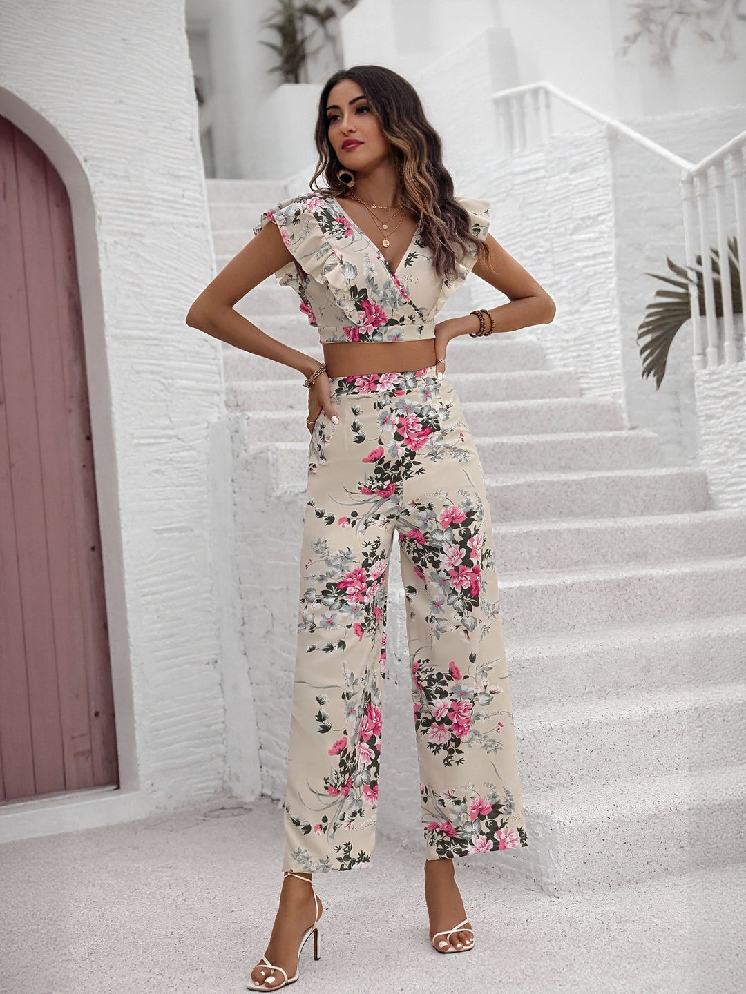 Yellow Crop Top And Pant Co Ord Set