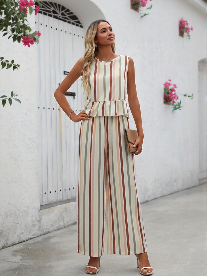 Off White Stripe Co Ord Set