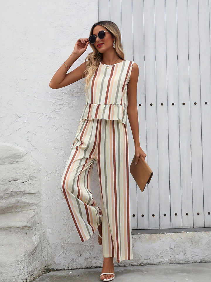 Off White Stripe Co Ord Set