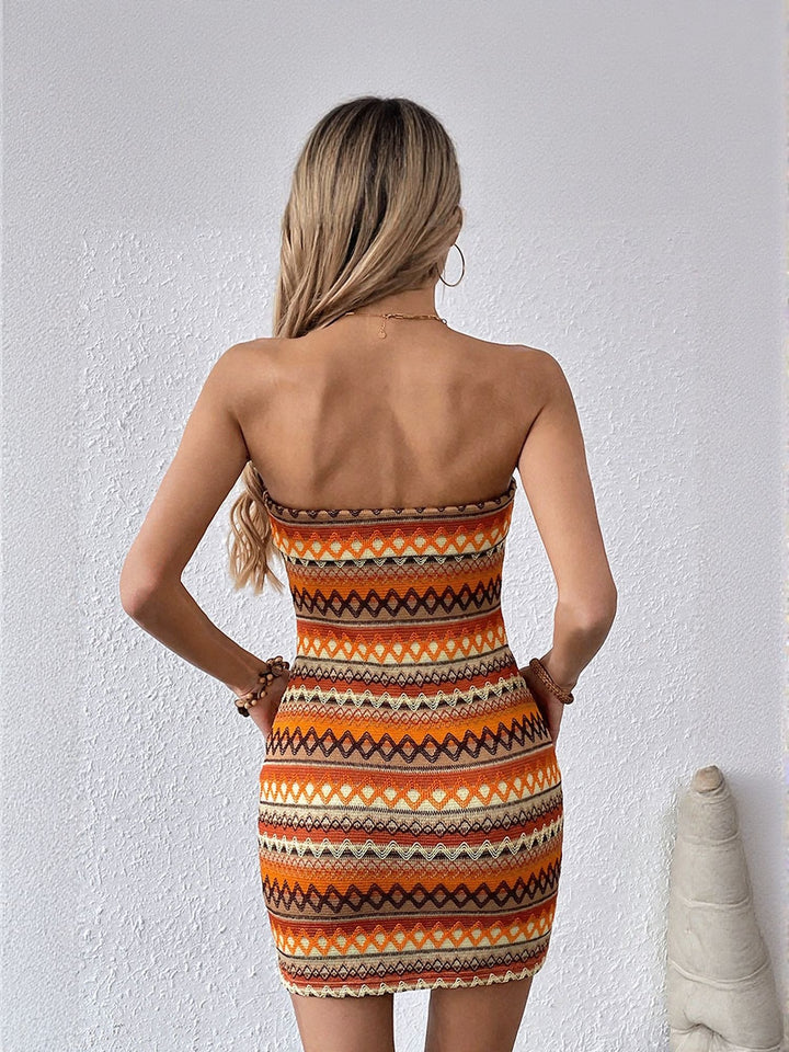 Orange Crochet Bardot Dress