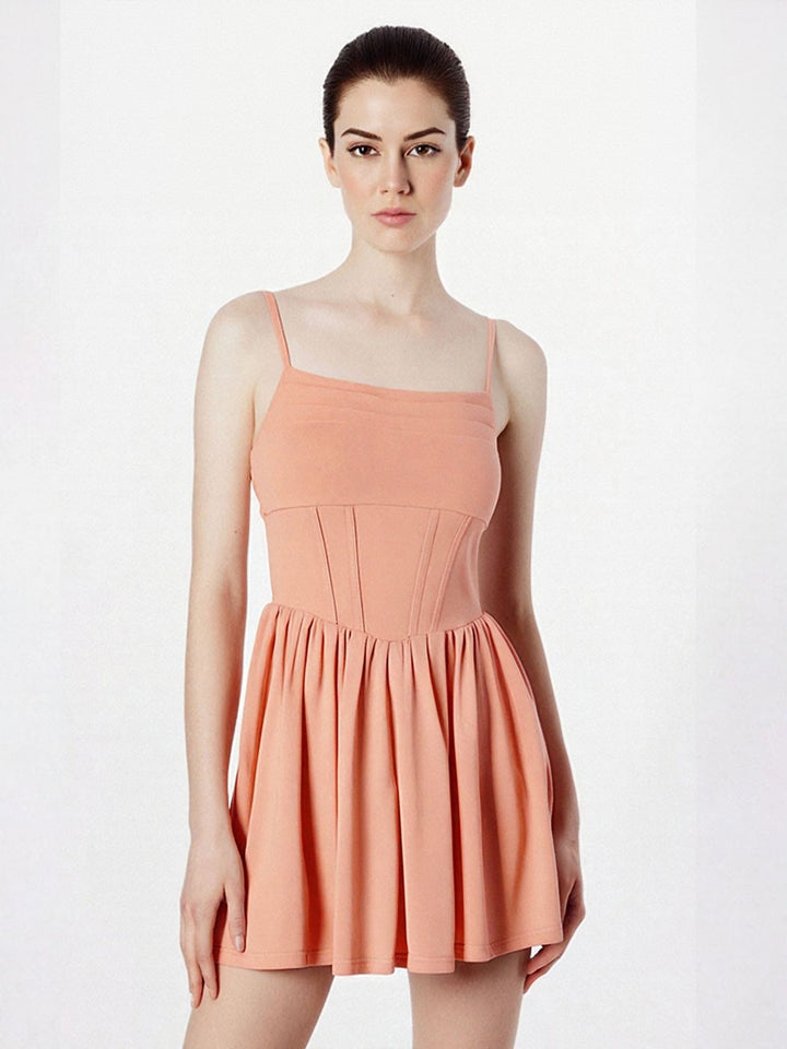Pink Corset Fit And Flare Mini Dress
