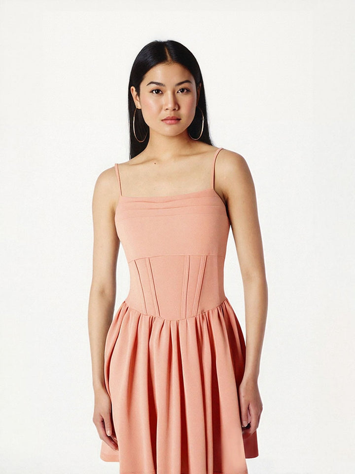 Pink Corset Fit And Flare Mini Dress