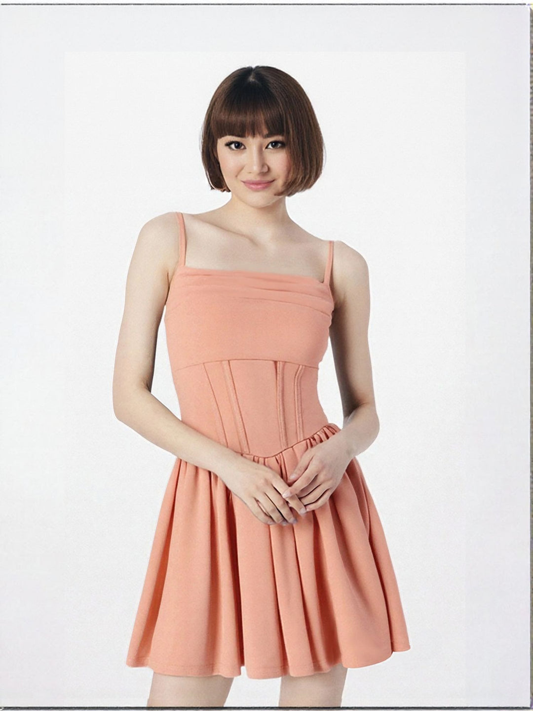 Pink Corset Fit And Flare Mini Dress
