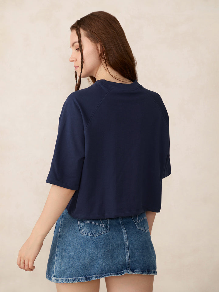 Blue Oversized Solid Sweatshirt