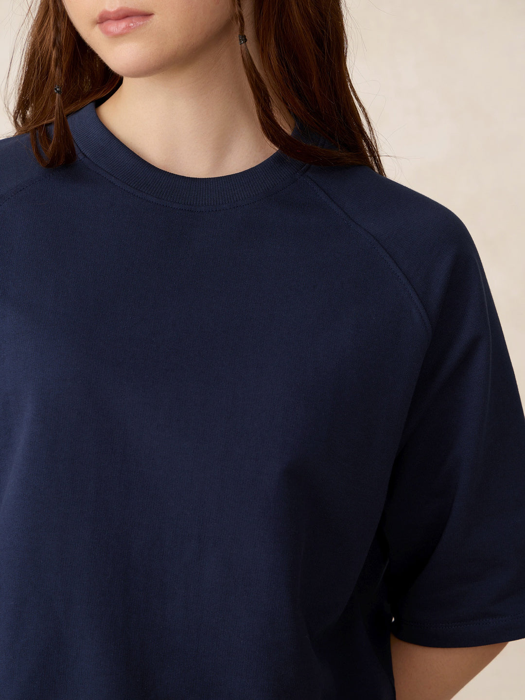 Blue Oversized Solid Sweatshirt