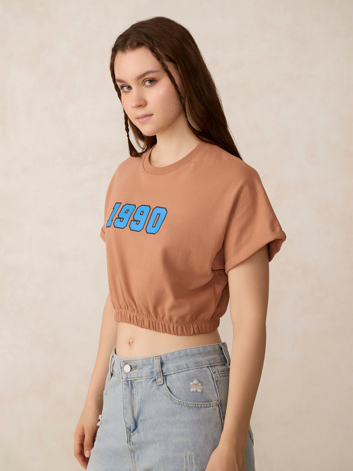 Mauve Boxy Cropped Elasticated Hem Sweatshirt