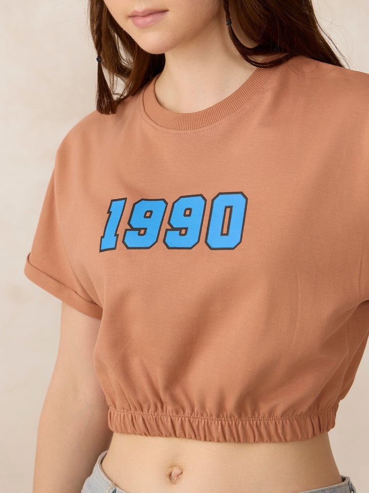 Mauve Boxy Cropped Elasticated Hem Sweatshirt