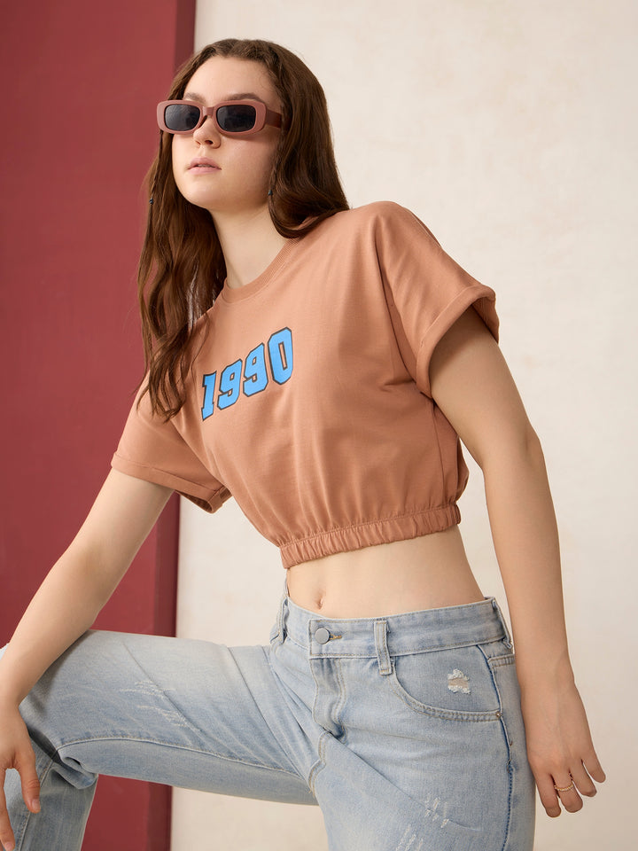 Mauve Boxy Cropped Elasticated Hem Sweatshirt