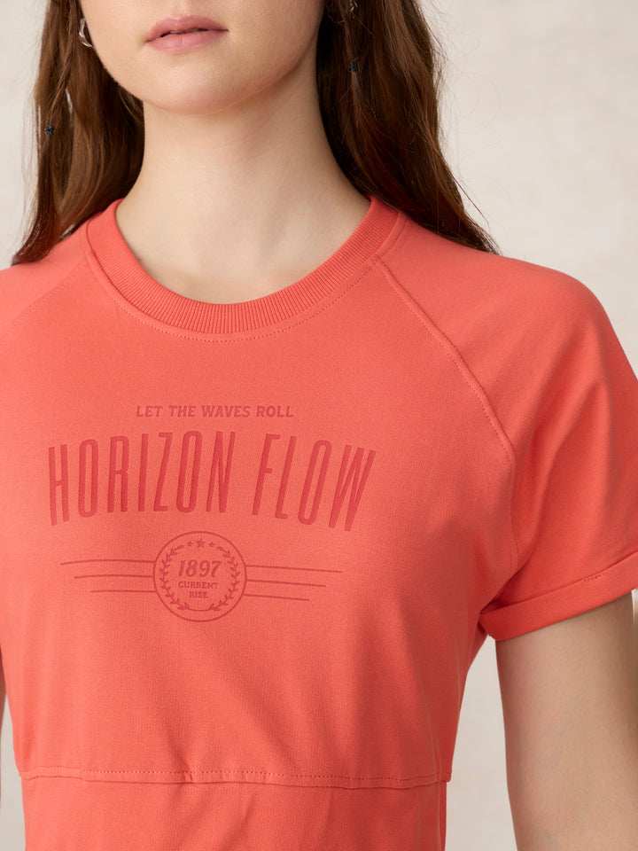 Coral Cropped Raglan Sleeve Sweatshirt