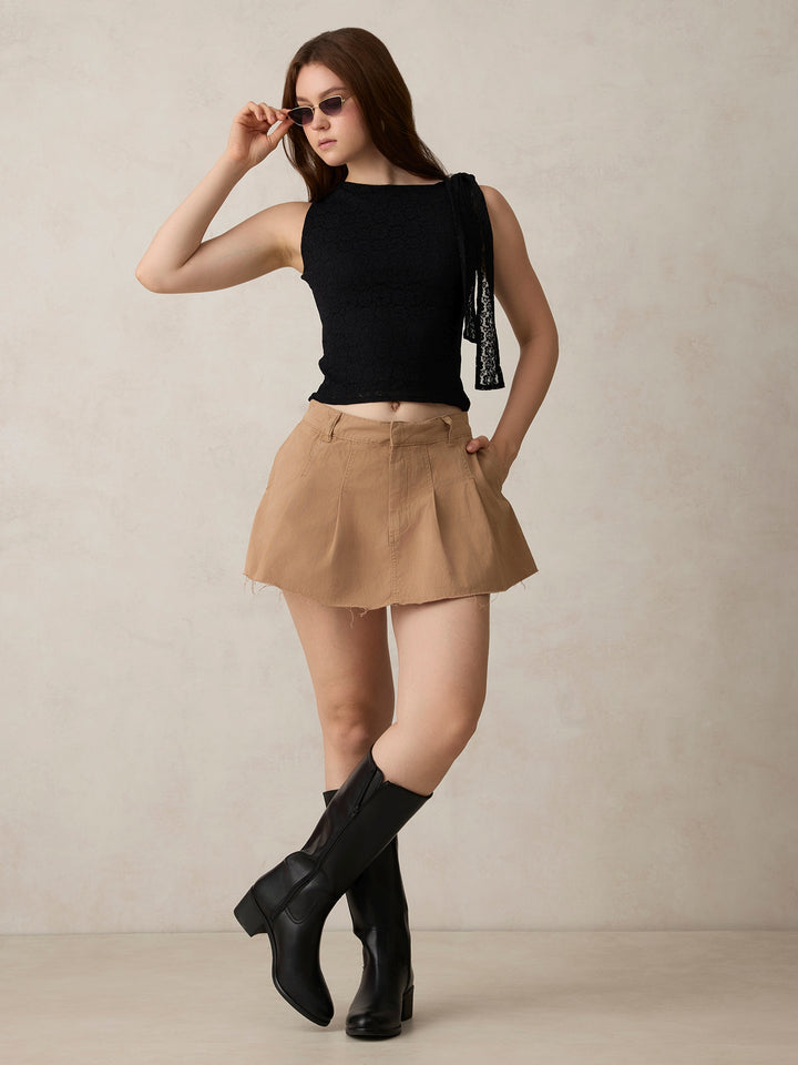 Black Lace Tie Up Top