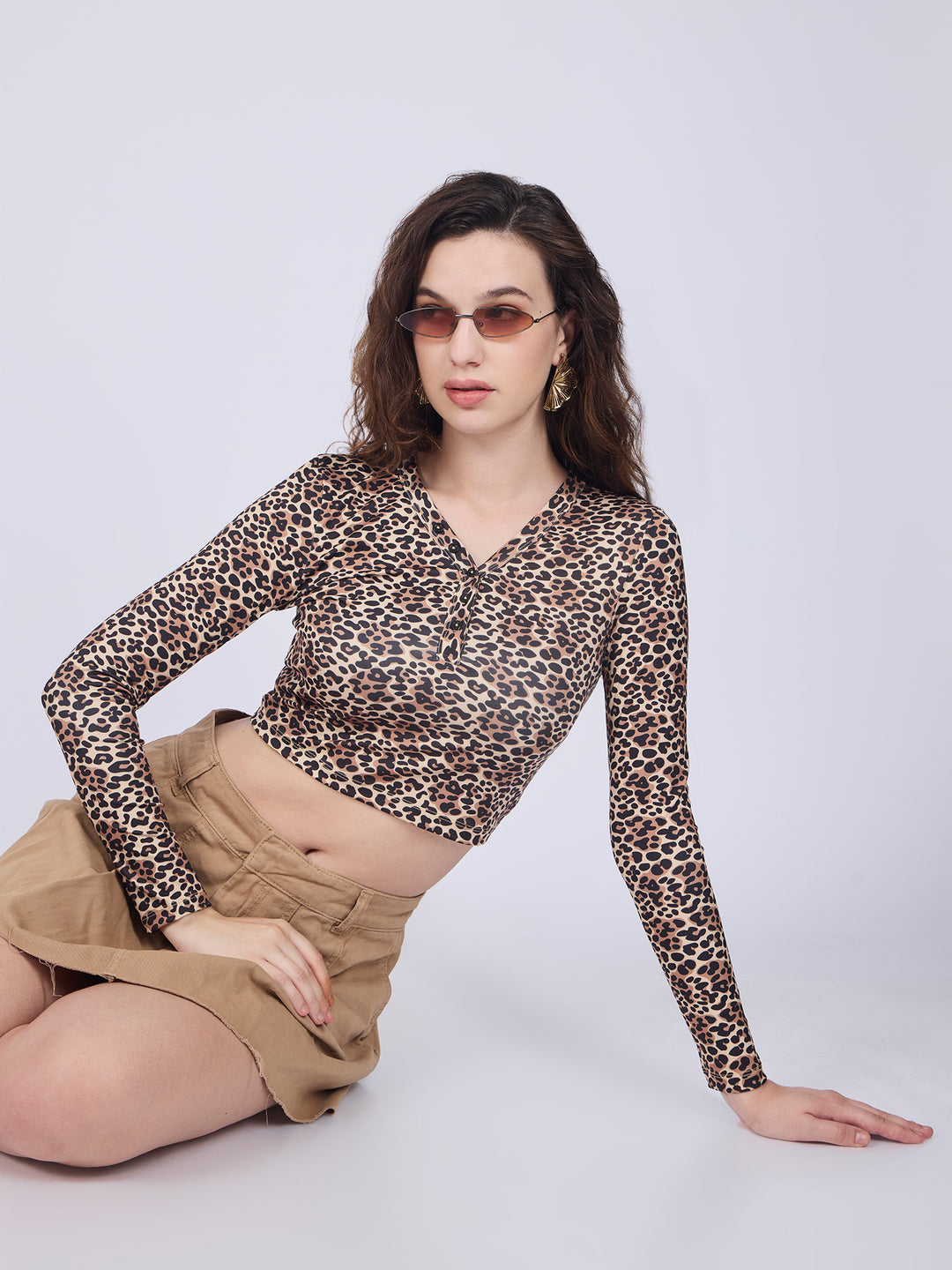 Beige Animal Printed Knit Top