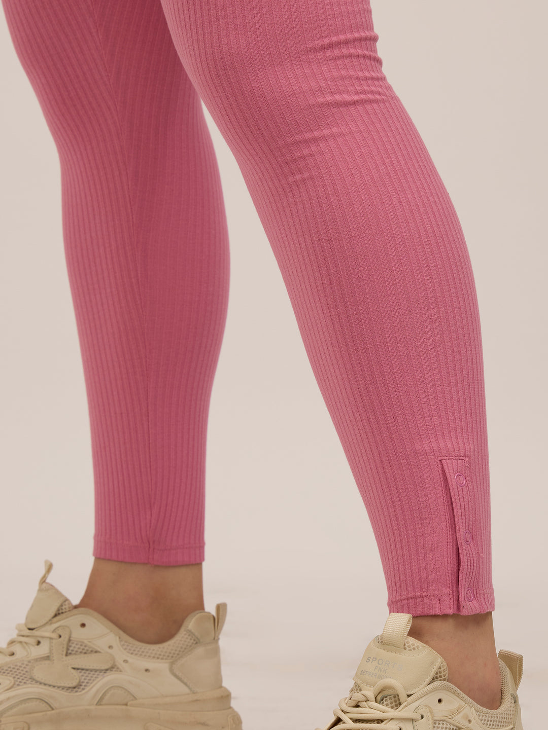 Mauve Ribbed Basic Solid Leggings