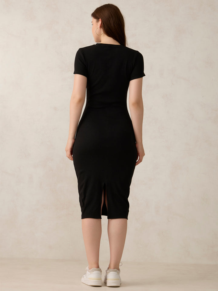 Black Crew Neck Bodycon T-Shirt Dress