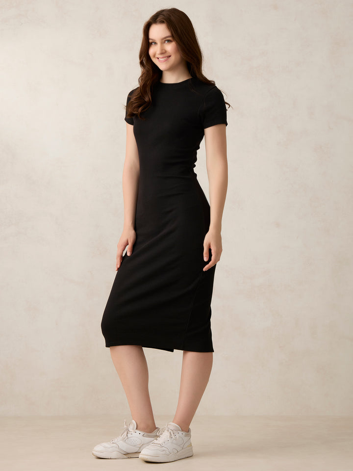 Black Crew Neck Bodycon T-Shirt Dress