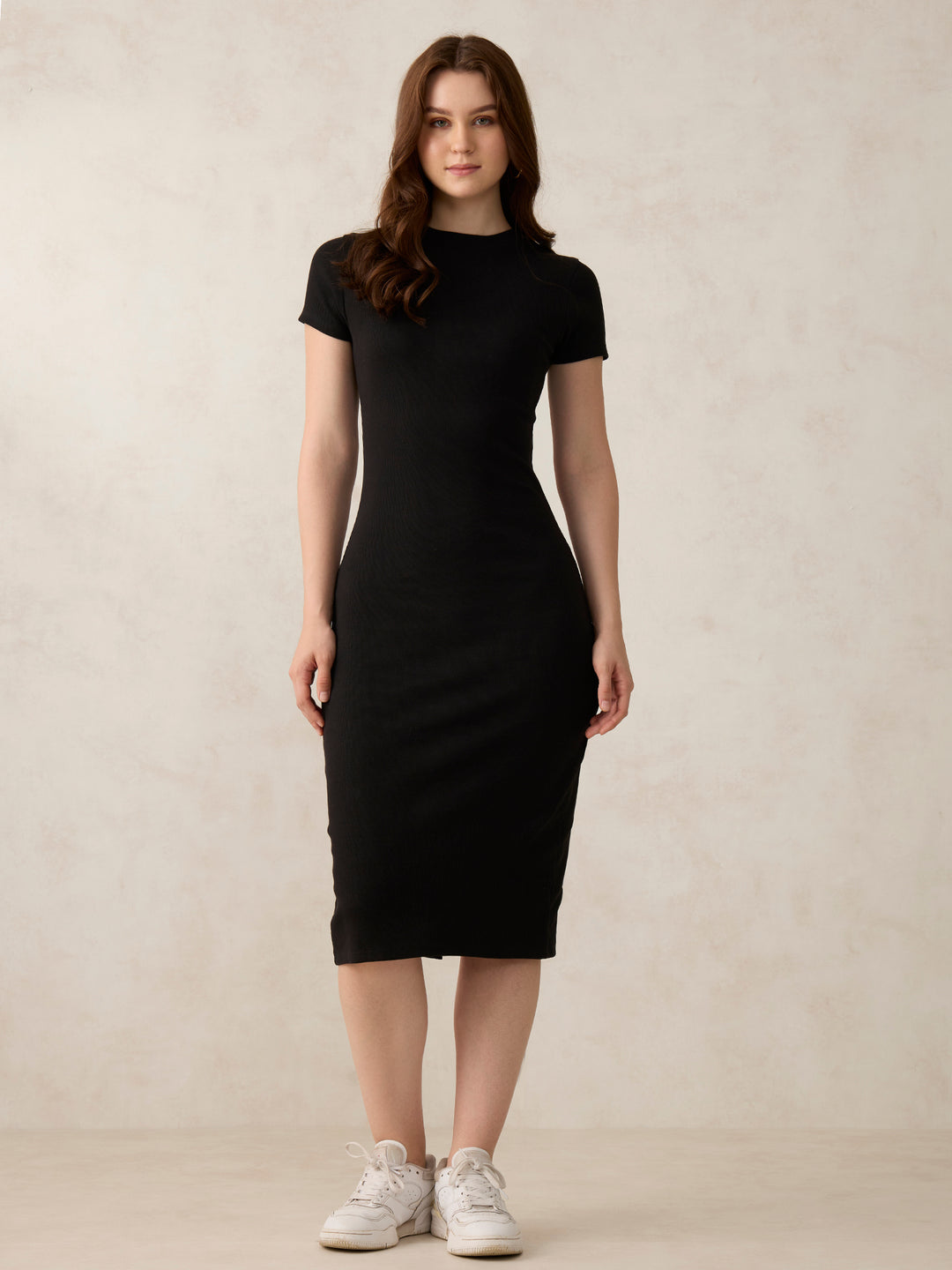 Black Crew Neck Bodycon T-Shirt Dress