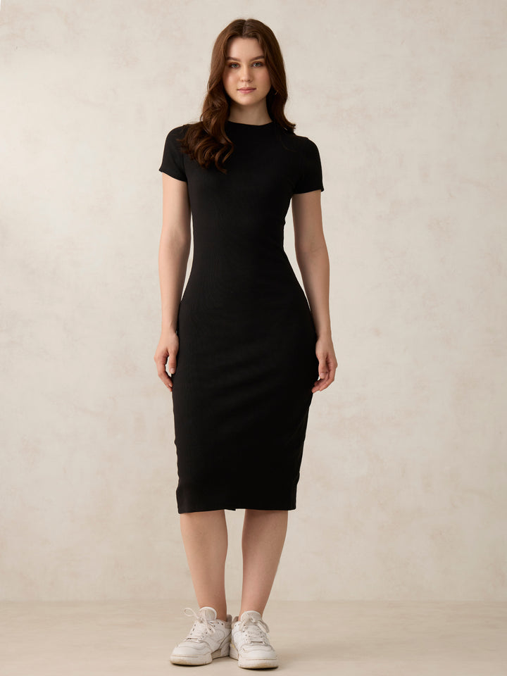 Black Crew Neck Bodycon T-Shirt Dress