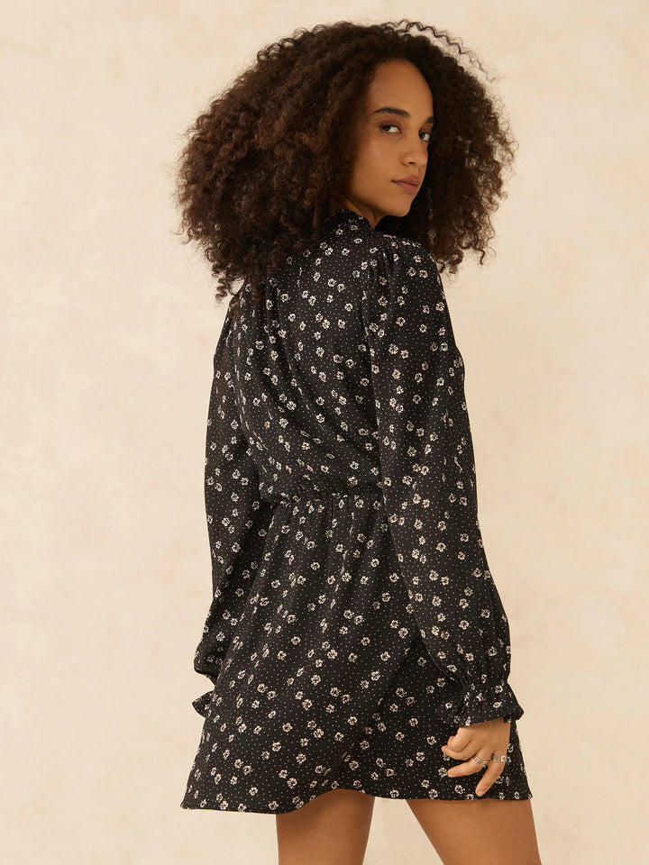 Black High Neck Mini Dress