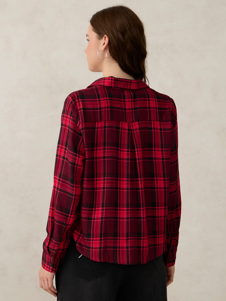 Pink One Pocket Checks Shirt