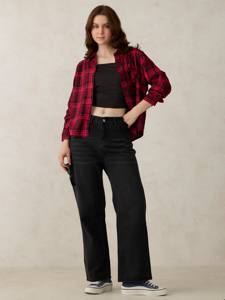 Pink One Pocket Checks Shirt