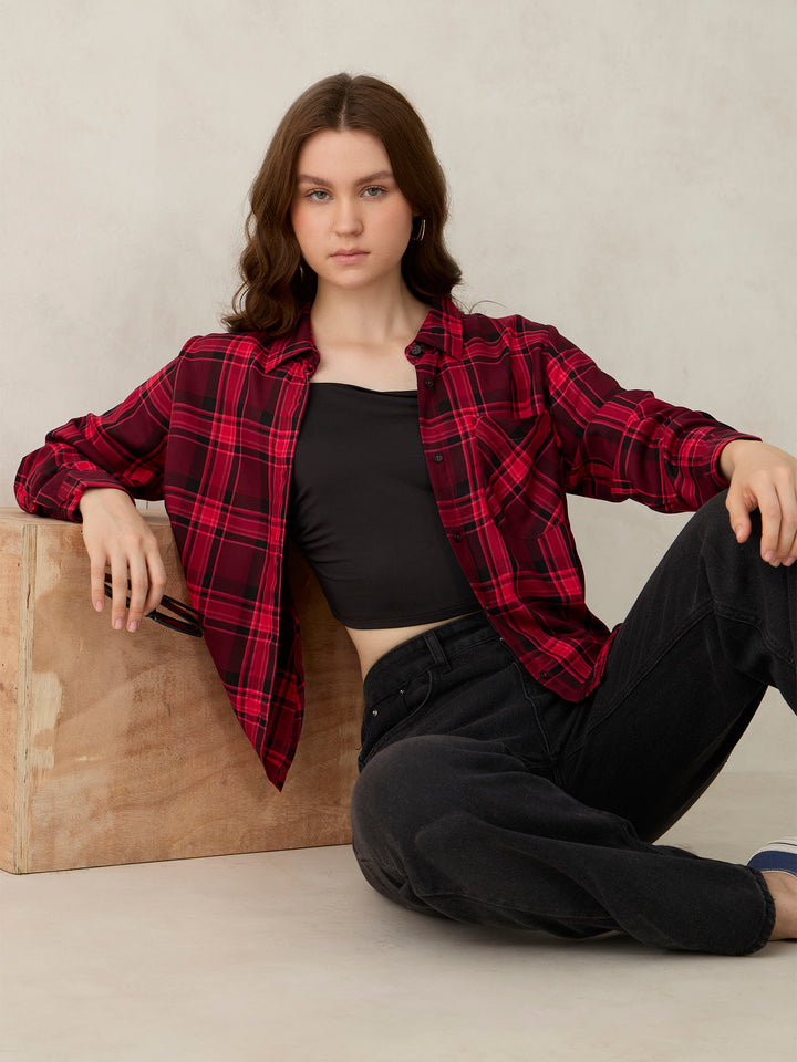 Pink One Pocket Checks Shirt