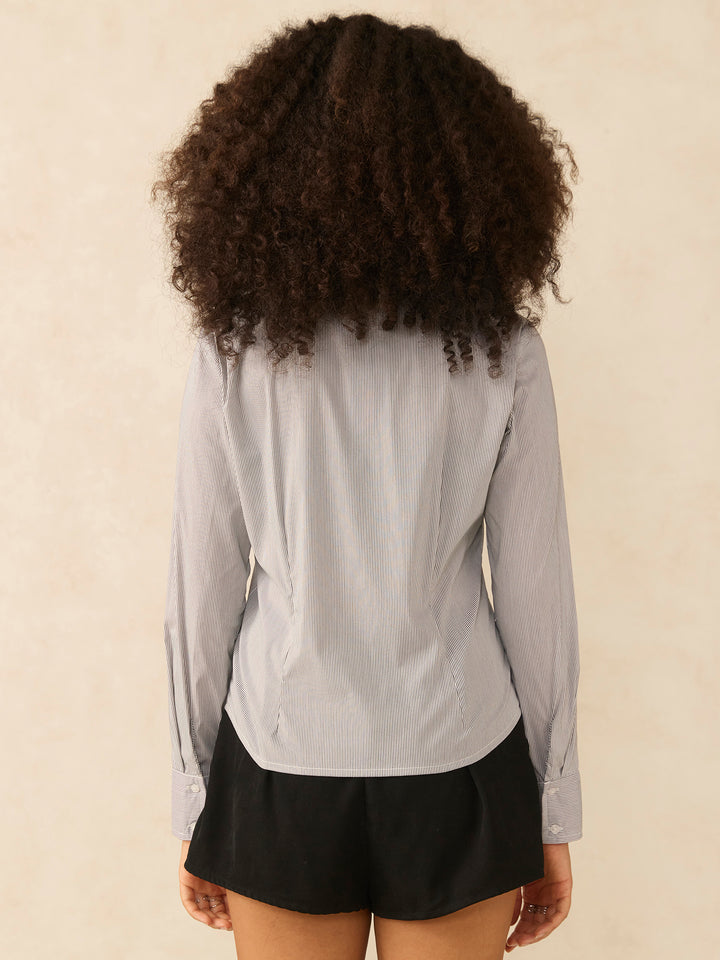 Grey Cropped Fitted Shirt